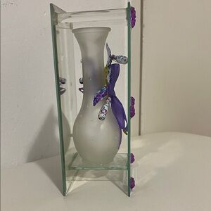 Decorative Glass Vase with Purple Accents